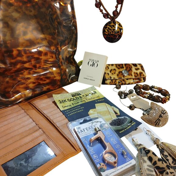 Bob Mackie Tortoise Shell Vinyl Tote Bundle Brighton Leather - Picture 7 of 13
